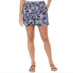 Briggs Ladies' Linen Blend Pull-On Short Navy & White Size Large NWT